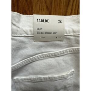 🤍 AGOLDE White Riley High-Rise Straight Cropped Denim Jeans Pants Size 28 NEW